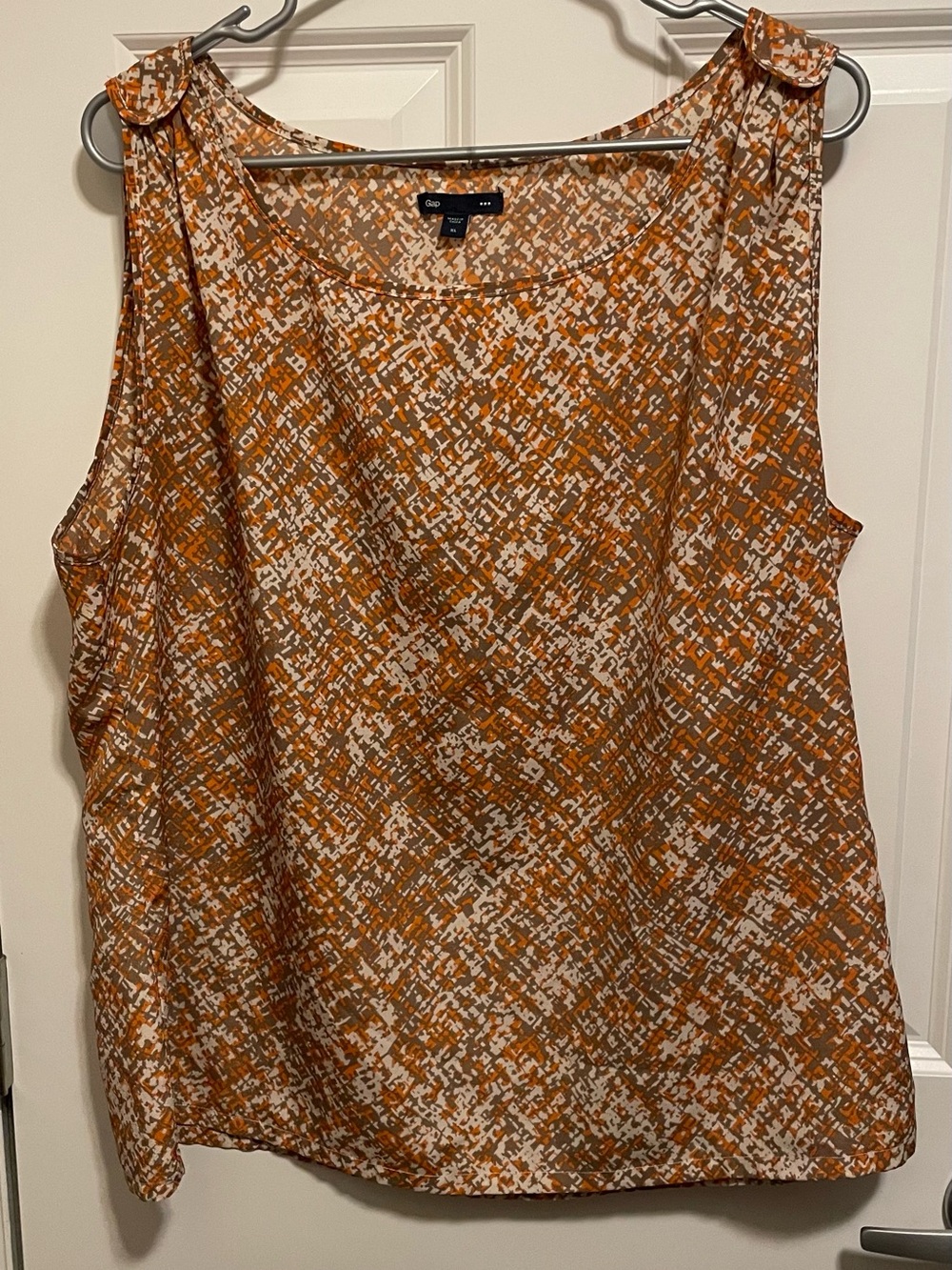 GAP Orange Geometric Abstract Print Sleeveless Blouse Top XL